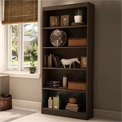 South Shore Axess 5 Shelf 71H Wood Bookcase in Chocolate