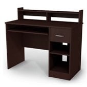 South Shore Axess Small Wood Computer Desk with Hutch in Chocolate