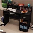 ADD TO YOUR SET: South Shore Axess Small Wood Computer Desk with Hutch in Pure Black