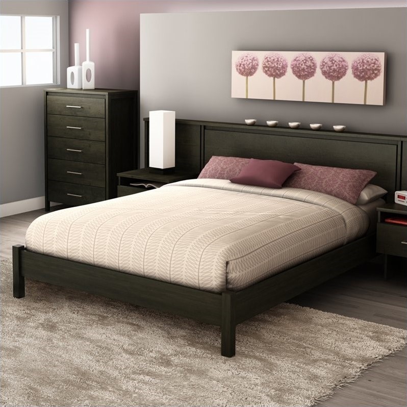 South Shore Gravity Collection Queen Platform Bed, Ebony
