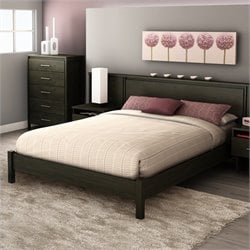 South Shore Gravity Queen Platform Bed in Ebony Finish