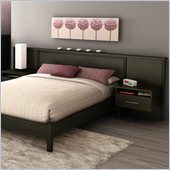 South Shore Gravity Queen Platform Bed and Headboard/Nightstand Kit in Ebony Finish