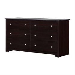 South Shore Breakwater 6 Drawer Double Dresser in Chocolate Finish