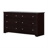 South Shore Breakwater 6 Drawer Double Dresser in Chocolate Finish