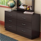 South Shore Logik 6 Drawer Double Dresser in Chocolate Finish