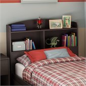 South Shore Logik Twin Bookcase Headboard in Chocolate Finish