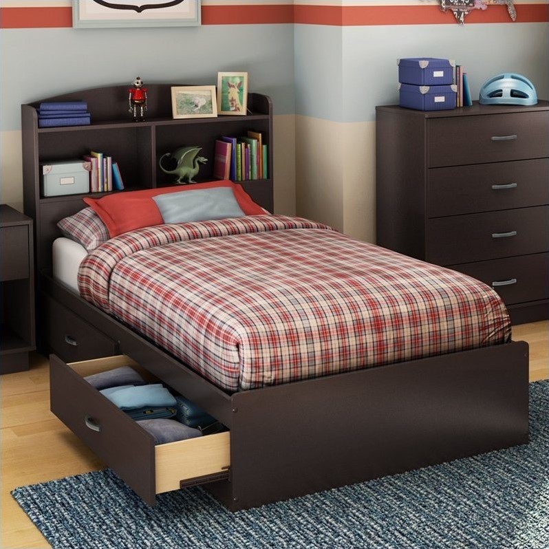 South Shore Logik Collection Twin Mates Bed - Chocolate