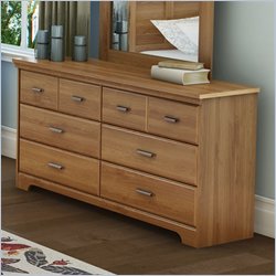 South Shore Versa 6 Drawer Double Dresser in Golden Oak Finish
