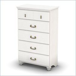 South Shore Dover 5 Drawer Chest in White Wash Finish