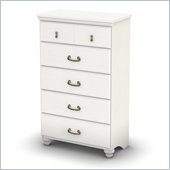 South Shore Dover 5 Drawer Chest in White Wash Finish
