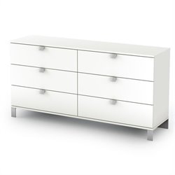 South Shore Affinato Kids 6 Drawer Double Dresser in Pure White Finish