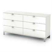 South Shore Affinato Kids 6 Drawer Double Dresser in Pure White Finish