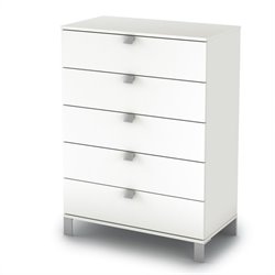 South Shore Affinato 5 Drawer Chest in Pure White Finish