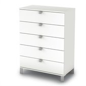 South Shore Affinato 5 Drawer Chest in Pure White Finish