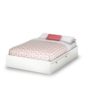 South Shore Affinato Full Mates Storage Bed Frame Only in Pure White Finish