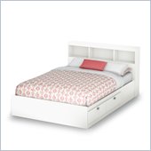 South Shore Affinato Full Bookcase Storage Bed Set in Pure White Finish