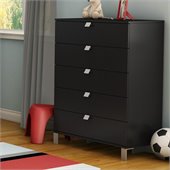 South Shore Affinato 5 Drawer Chest in Solid Black Finish