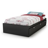 South Shore Affinato Twin Mates Storage Bed Frame Only in Solid Black Finish