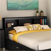 South Shore Affinato Full Bookcase Headboard in Solid Black Finish