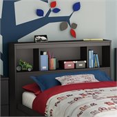 South Shore Affinato Twin Bookcase Headboard in Solid Black Finish