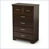 South Shore Versa 5 Drawer Chest in Moka Finish
