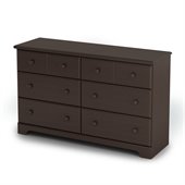 South Shore Summer Breeze 6 Drawer Double Dresser in Chocolate Finish