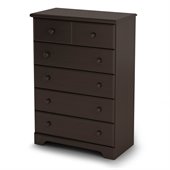 South Shore Summer Breeze 5 Drawer Chest in Chocolate Finish