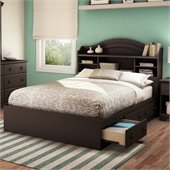 South Shore Summer Breeze Full Bookcase Storage Bed Set in Chocolate Finish