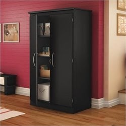 South Shore Park 2 Door Storage Cabinet in Solid Black Finish