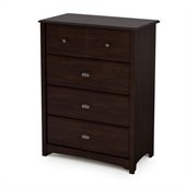 South Shore Nathan 4 Drawer Tall Chest in Havana Finish