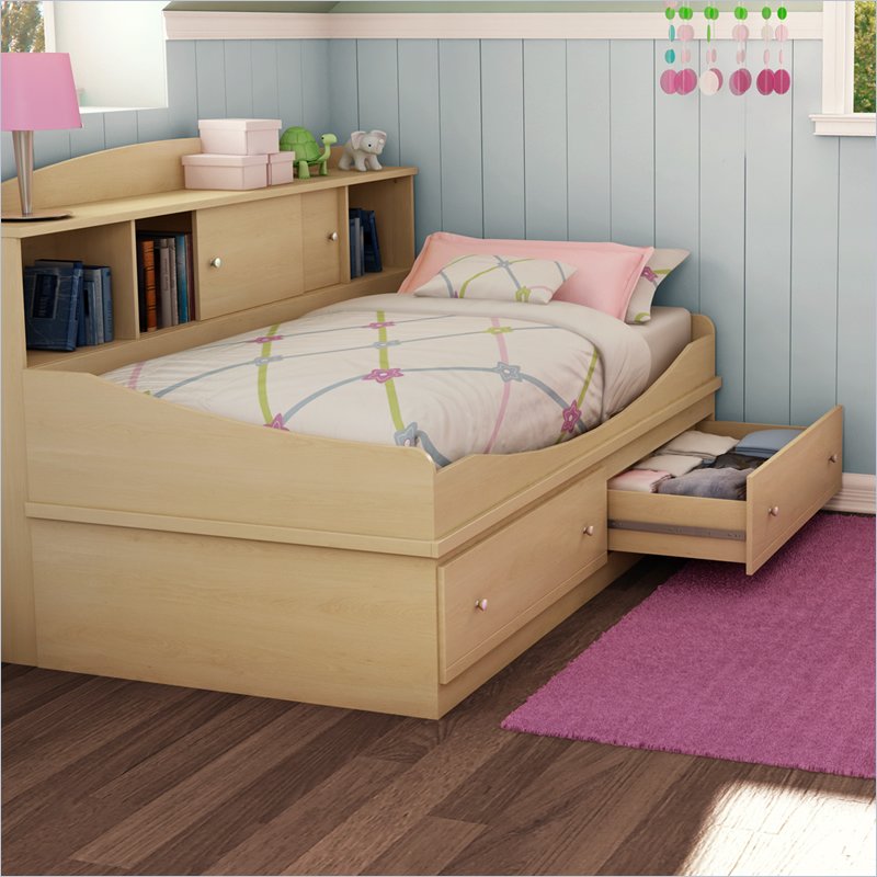 South Shore Clever Room Twin Mates Bed in Natural Maple