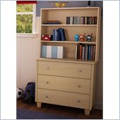 South Shore Drew 3 Drawer Chest with Hutch in Natural Maple Finish