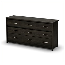 South Shore Torrence 6 Drawer Double Dresser in Ebony