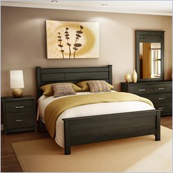 South Shore Torrence Queen Panel Bed 2 Piece Bedroom Set in Ebony