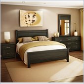 South Shore Torrence Queen Panel Bed 4 Piece Bedroom Set in Ebony