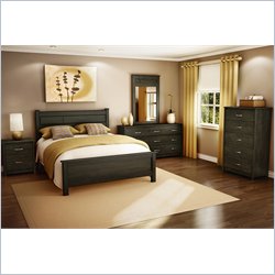 South Shore Torrence Queen Panel Bed 5 Piece Bedroom Set in Ebony