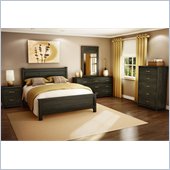 South Shore Torrence Queen Panel Bed 5 Piece Bedroom Set in Ebony