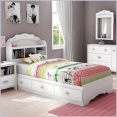 South Shore Sabrina Twin Bookcase Bed in Pure White