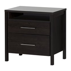 South Shore Gravity 2 Drawer Nightstand in Ebony Finish