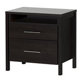 South Shore Gravity 2 Drawer Nightstand in Ebony Finish