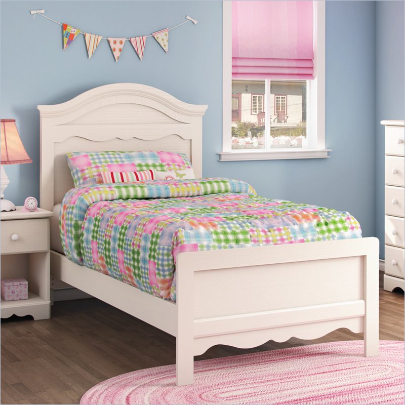 South Shore Summer Breeze Twin Panel Bed in White Wash