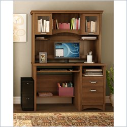 South Shore Glasgow Computer Desk and Hutch Set in Morgan Cherry