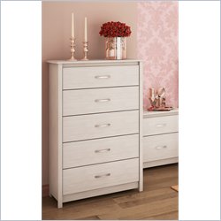 South Shore Torrence 5 Drawer Chest in White Wash