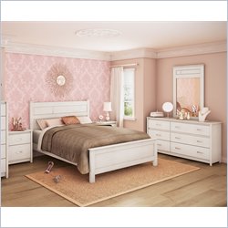 South Shore Torrence Queen Panel Bed 3 Piece Bedroom Set in White Wash