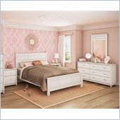 South Shore Torrence Queen Panel Bed 4 Piece Bedroom Set in White Wash