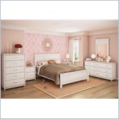 South Shore Torrence Queen Panel Bed 5 Piece Bedroom Set in White Wash