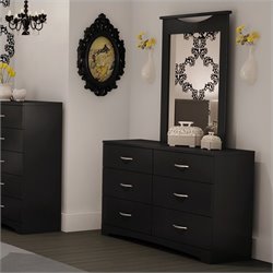 South Shore Maddox Dresser and Mirror Set in Black
