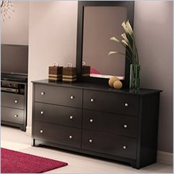 South Shore Breakwater Dresser and Mirror Set in Black