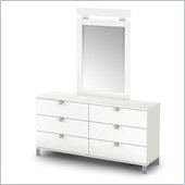 South Shore Affinato Dresser and Mirror Set in White