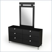 South Shore Affinato Dresser and Mirror Set in Black
